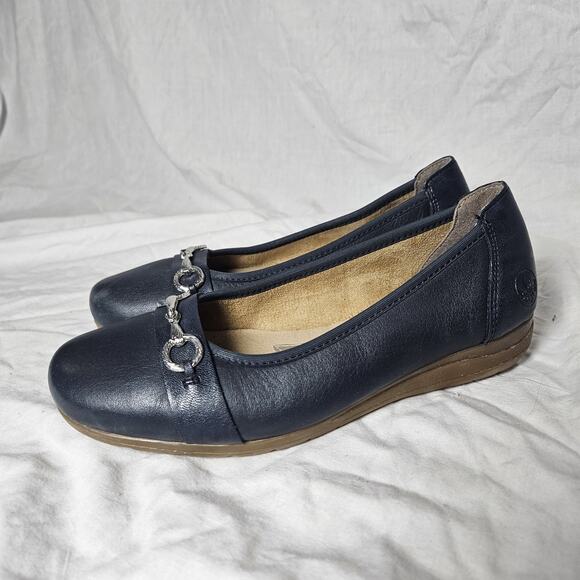 Rieker Womens Shoes Dark Blue Leather Flat Size 37 US 6 - Picture 2 of 8